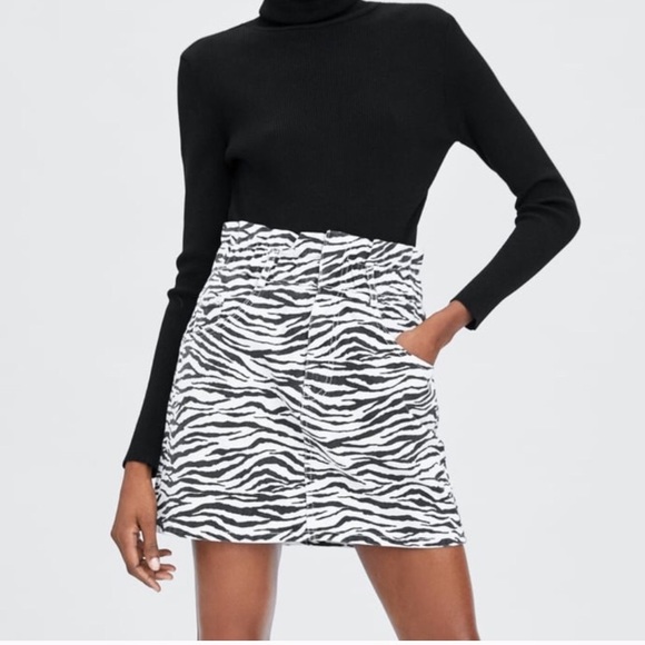NWT Zara Zébra Mini Jeans Skirt - Picture 3 of 7